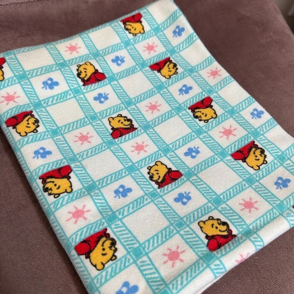 VTG 90s Winnie The Pooh Receiving Baby Blanket Checkered 100% Cotton Stretch